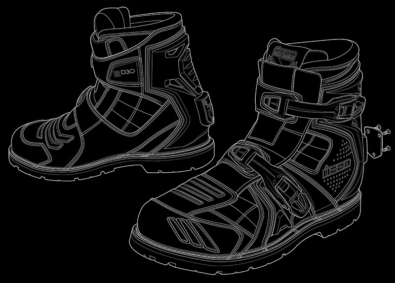 ICON Field Armor 2 Boots - Technical Illustration - Jim Hatch